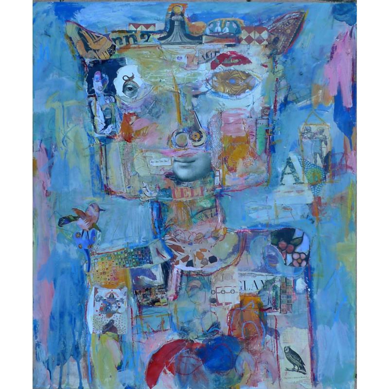 Peinture Royal chat par De Sousa Miguel | Tableau Art Singulier Acrylique, Collage Animaux