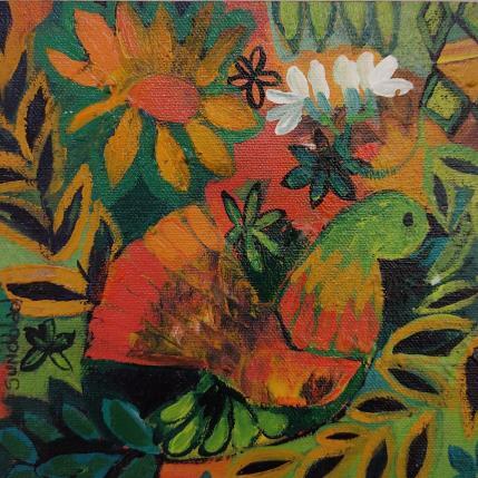 Peinture Oiseau en fleurs par Sundblad Silvina | Tableau Art naïf Acrylique, Pastel