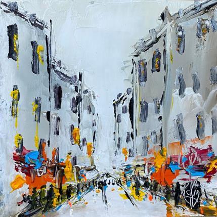 Peinture Rue commerçante par Raffin Christian | Tableau Figuratif Huile Urbain