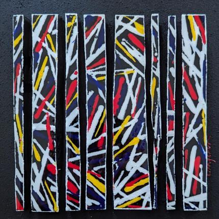 Peinture Bc8 fine oblique hommage mondrian par Langeron Luc | Tableau Matiérisme Acrylique, Bois, Résine