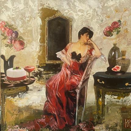 Painting Bella Rosa  by Romanelli Karine | Painting Figurative Acrylic, Gluing, Paper, Pastel, Posca Life style