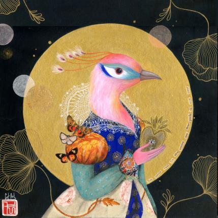 Peinture une fleur perle de mon coeur par Rebeyre Catherine | Tableau Art naïf Acrylique