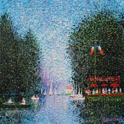 Peinture La guinguette nostalgique  par Dessapt Elika | Tableau Impressionnisme Acrylique, Sable