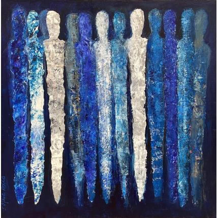 Peinture Les fées bleues par Rocco Sophie | Tableau Art Singulier Acrylique, Collage, Sable