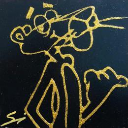 Painting GOLD PINK PANTHER by Mestres Sergi | Painting Pop-art Acrylic, Graffiti Pop icons