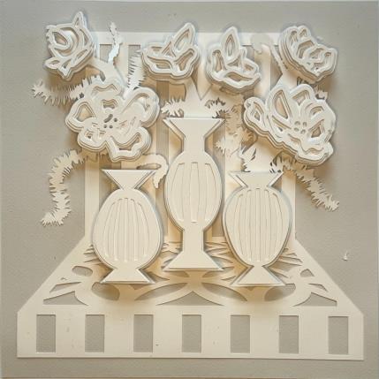 Peinture Three Vases par Ryder Susan | Tableau Figuratif Papier Nature, Natures mortes, Noir & blanc