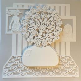 Painting Mona Looks On by Ryder Susan | Painting Figurative Paper Black & White, Minimalist, Still-life