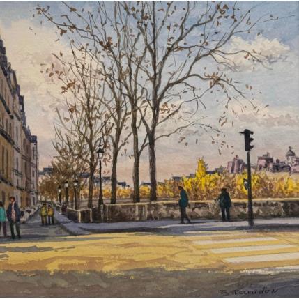 Peinture L'Île Saint-Louis par Decoudun Jean charles | Tableau Figuratif Aquarelle Urbain