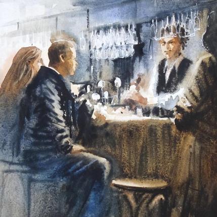 Painting Une fin de soirée en toute intimité by Abbatucci Violaine | Painting Figurative Watercolor