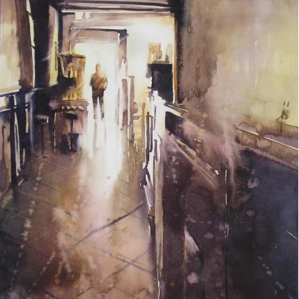 Painting Le serveur est en pause by Abbatucci Violaine | Painting Figurative Watercolor