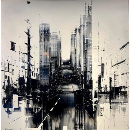 Peinture Down the road  par Rey Julien | Tableau Figuratif Feuille d'or