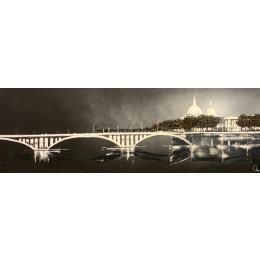 Painting Rendez-vous lyonnais by Rey Julien | Painting Figurative Gold leaf, Lacquer Black & White, Urban