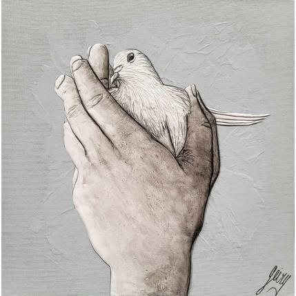 Peinture Colombe  par Geiry | Tableau Matiérisme Acrylique, Pigments, Poudre de marbre Animaux, Nature