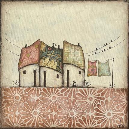 Peinture sérénité 31 par Blais Delphine | Tableau Art Singulier Acrylique, Collage Paysages