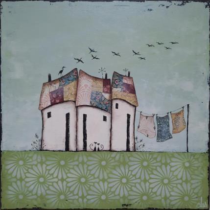 Gemälde sérénité 33 von Blais Delphine | Gemälde Art brut Acryl, Collage Landschaften