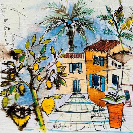 Peinture Citrons et mimosas par Colombo Cécile | Tableau Art naïf Acrylique, Aquarelle, Collage, Encre, Pastel Nature, Paysages, Scènes de vie