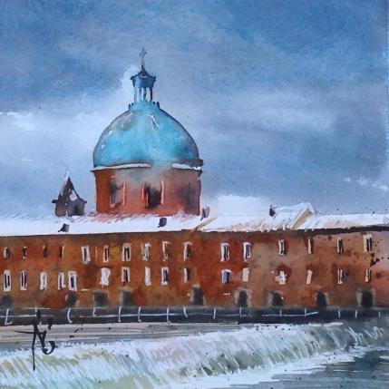 Painting Averse neigeuse by Abbatucci Violaine | Painting Figurative Watercolor