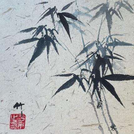 Painting Bambou by Yu Huan Huan | Painting Figurative Ink, Watercolor Black & White, Nature