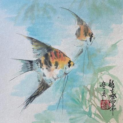 Peinture Fish par Yu Huan Huan | Tableau Figuratif Aquarelle, Encre Animaux, Nature