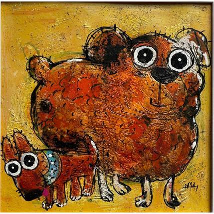 Peinture Nice Couple par Maury Hervé | Tableau Art Singulier Encre, Posca, Sable Animaux