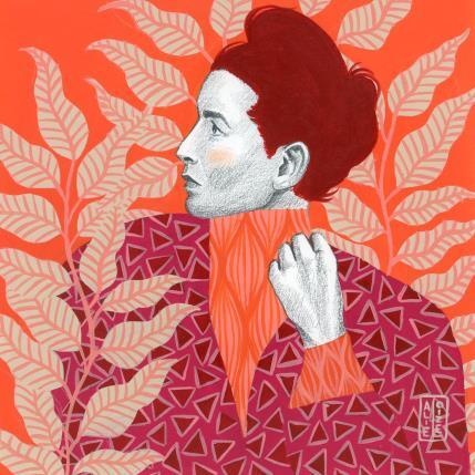 Peinture Simone de Beauvoir par Alie Loizel | Tableau Figuratif Acrylique Portraits