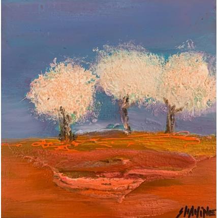 Peinture pommiers blancs par Shahine | Tableau Figuratif Huile