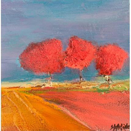 Peinture Cerisiers fleurs par Shahine | Tableau Figuratif Huile