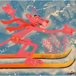 Peinture PATHERE ROSE SKI par Kedarone | Tableau Pop-art Acrylique, Graffiti Icones Pop
