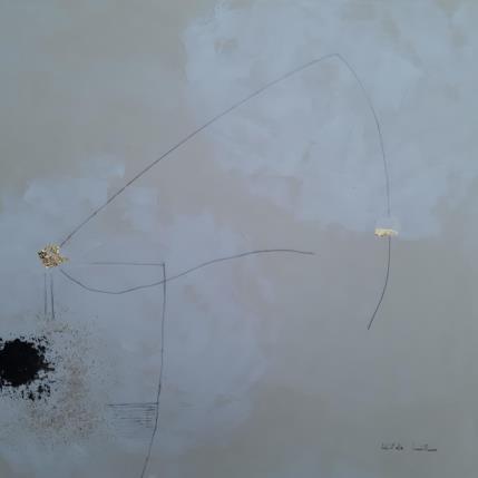 Painting abstract beige C 93 by Wilms Hilde | Painting Abstract Acrylic, Gluing, Gold leaf