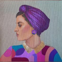 Painting Clotilde by Rosângela | Painting Figurative Acrylic Portrait