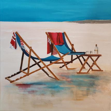 Peinture L'heure du rosé  par Sie Evelyne | Tableau Figuratif Acrylique Scènes de vie