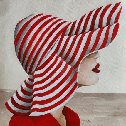 Peinture L'élégante rouge par Sie Evelyne | Tableau Figuratif Acrylique Scènes de vie