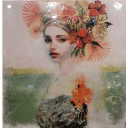 Gemälde La Monica von Bofill Laura | Gemälde Figurativ Acryl, Harz, Holz Porträt