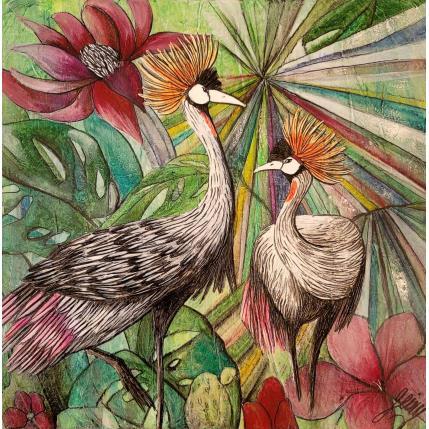 Peinture Aigrette Chine par Geiry | Tableau Matiérisme