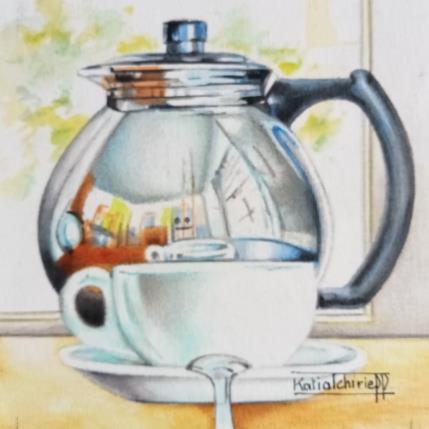 Peinture Pause café  par Tchirieff Katia | Tableau Figuratif Huile Natures mortes