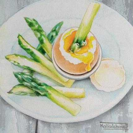 Peinture Asperges à la coque par Tchirieff Katia | Tableau Figuratif Huile Natures mortes