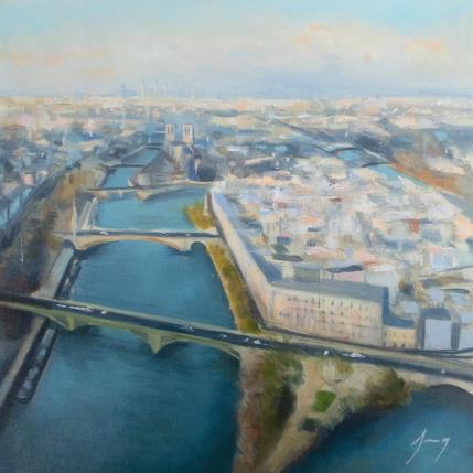 Peinture Aerial Paris 2 par Jung François | Tableau Figuratif Huile Paysages, Urbain