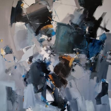 Peinture Blue sun black moon par Virgis | Tableau Abstrait Huile Minimaliste