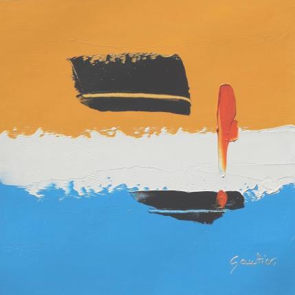 Peinture Sur la plage par Gaultier Dominique | Tableau Abstrait Huile Minimaliste