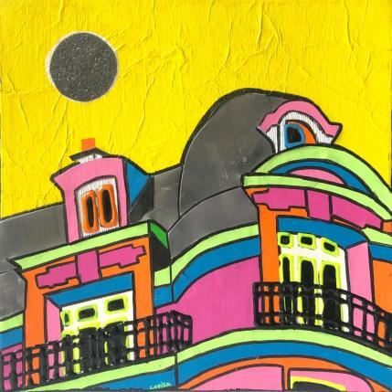 Gemälde À l'angle von Lovisa | Gemälde Figurativ Acryl, Collage, Posca, Upcycling Pop-Ikonen, Urban