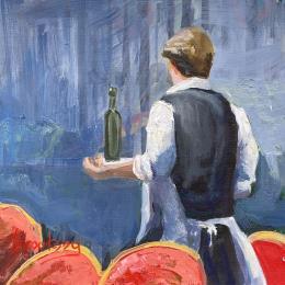 Pintura Le Cafe por Brooksby | Pintura Figurative Oil Life style