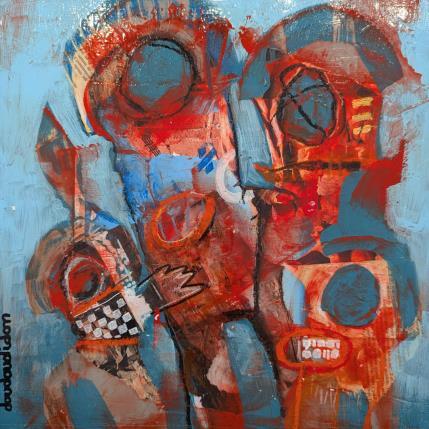 Peinture Chasseurs cueilleur en troupeau  par Doudoudidon | Tableau Art Singulier Acrylique Scènes de vie