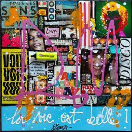 Pintura La vie est belle ! por Costa Sophie | Pintura Pop-art Acrylic, Gluing, Upcycling