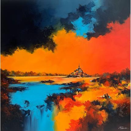 Peinture Hommage au Mont St Michel  par Pienon Cyril | Tableau Figuratif Acrylique, Sable Marine, Paysages