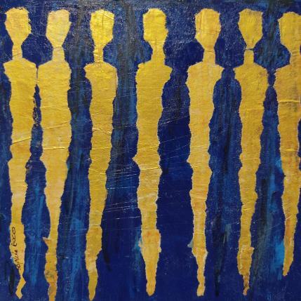 Peinture Ostia Antica blue par Rocco Sophie | Tableau Art Singulier Acrylique, Collage, Sable