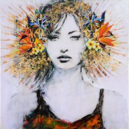 Painting maria de frente by Bofill Laura | Painting Figurative Acrylic, Resin Portrait