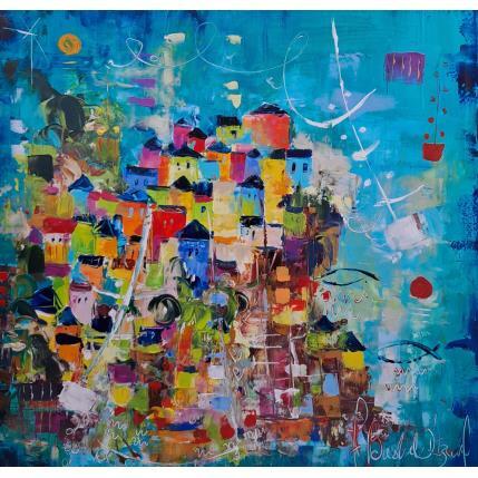 Peinture Les Cinq Terres par Bastide d´Izard Armelle | Tableau Abstrait Acrylique Urbain