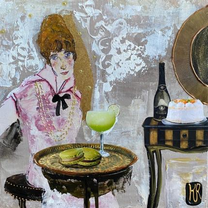 Peinture Le goûter  par Romanelli Karine | Tableau Figuratif Acrylique, Collage Portraits, Scènes de vie