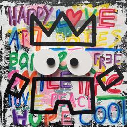 Painting HAPPY & LOVE POTE by Mam | Painting Street art Acrylic Pop icons, Portrait, Society
