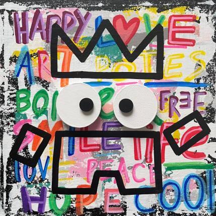 Peinture HAPPY & LOVE POTE par Mam | Tableau Street Art Acrylique Icones Pop, Portraits, Société